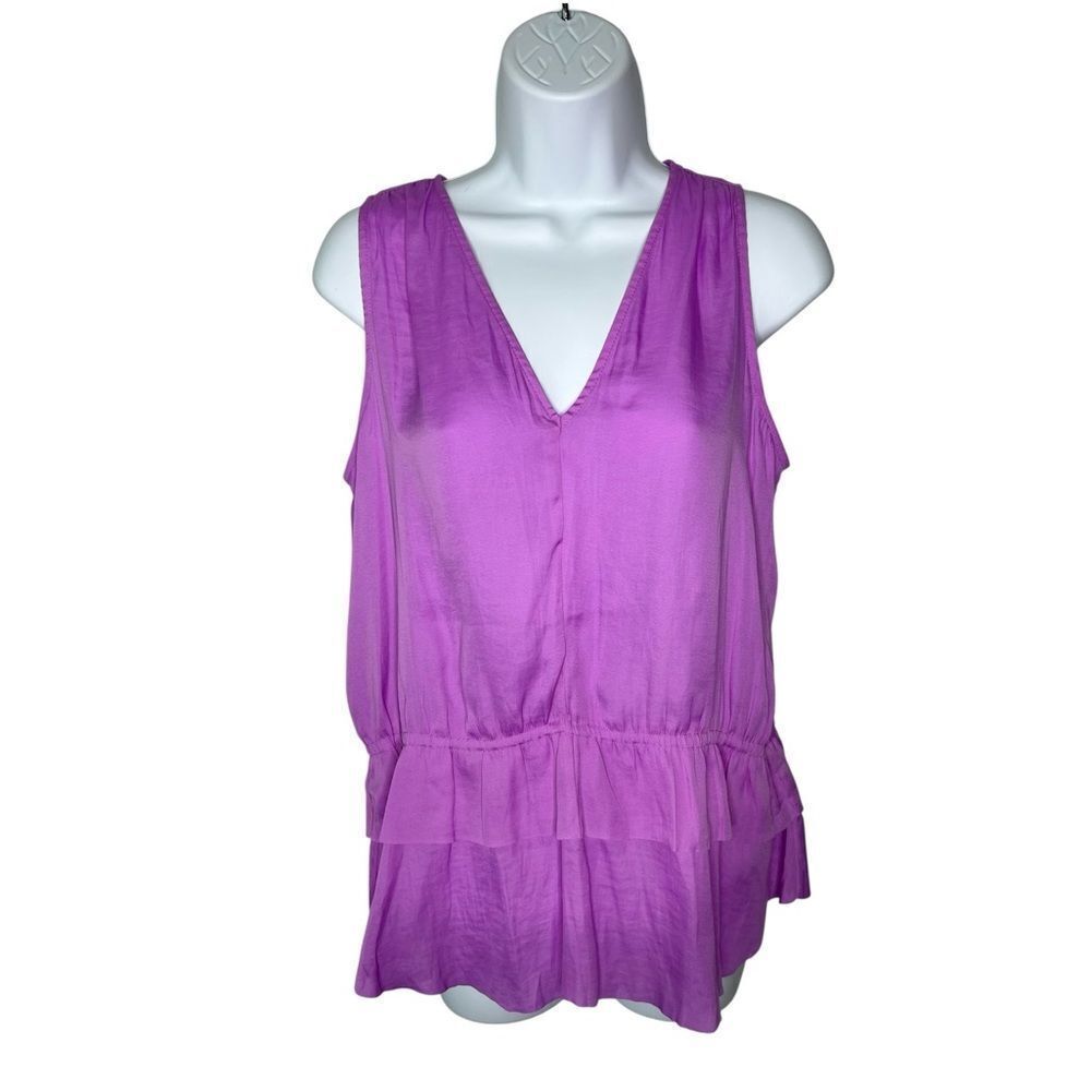 Banana Republic Women’s S  Satin Layered Ruffle Hem Blouson Tank